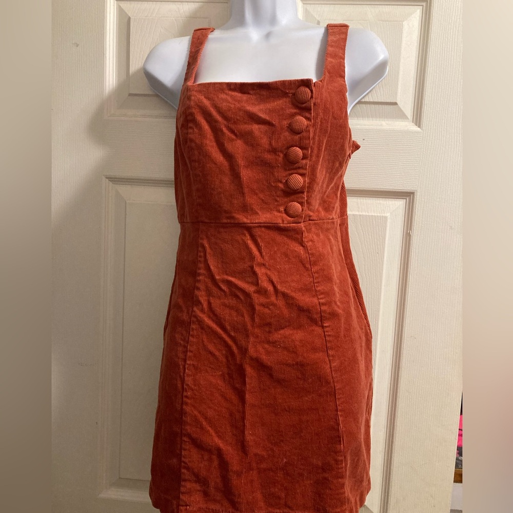 Rust/Dark orange corduroy dress with side zipup
